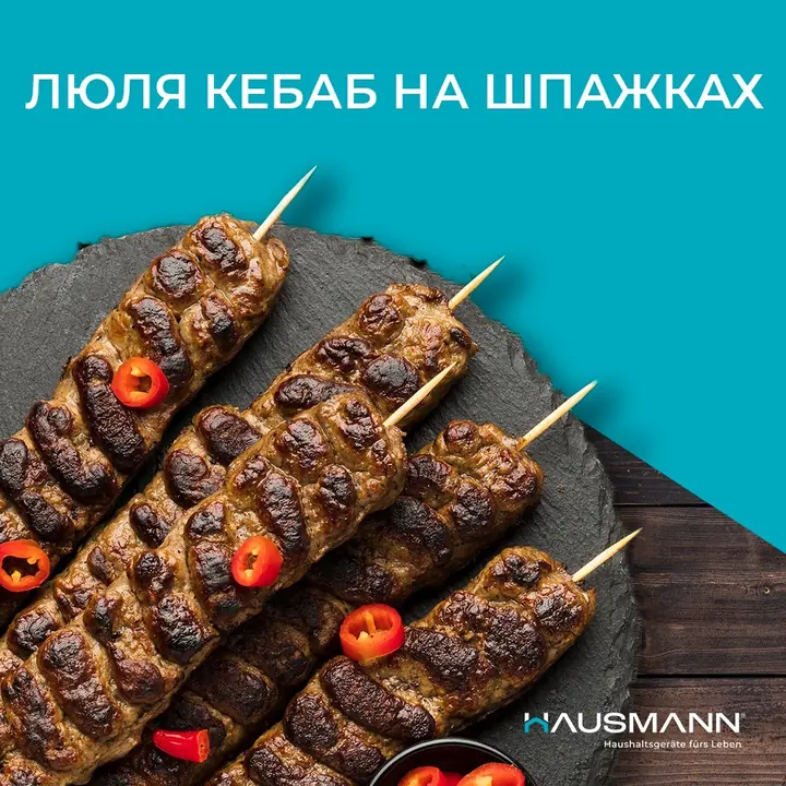 Аэрогрильде шпажкаға түйрелген люля-кебаб